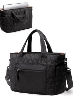 Quilted Puffer Tote Bag for Women, Fits 15.6" Laptop, Lightweight